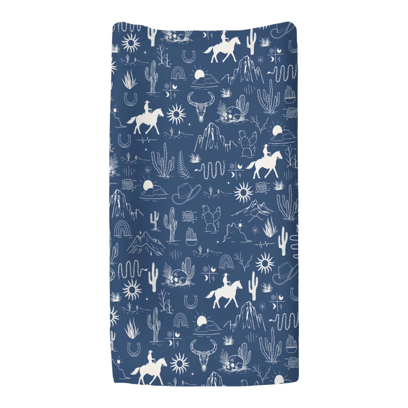 Zoubqchy changing pad cover with cactus mountain pattern for wild west vibe.