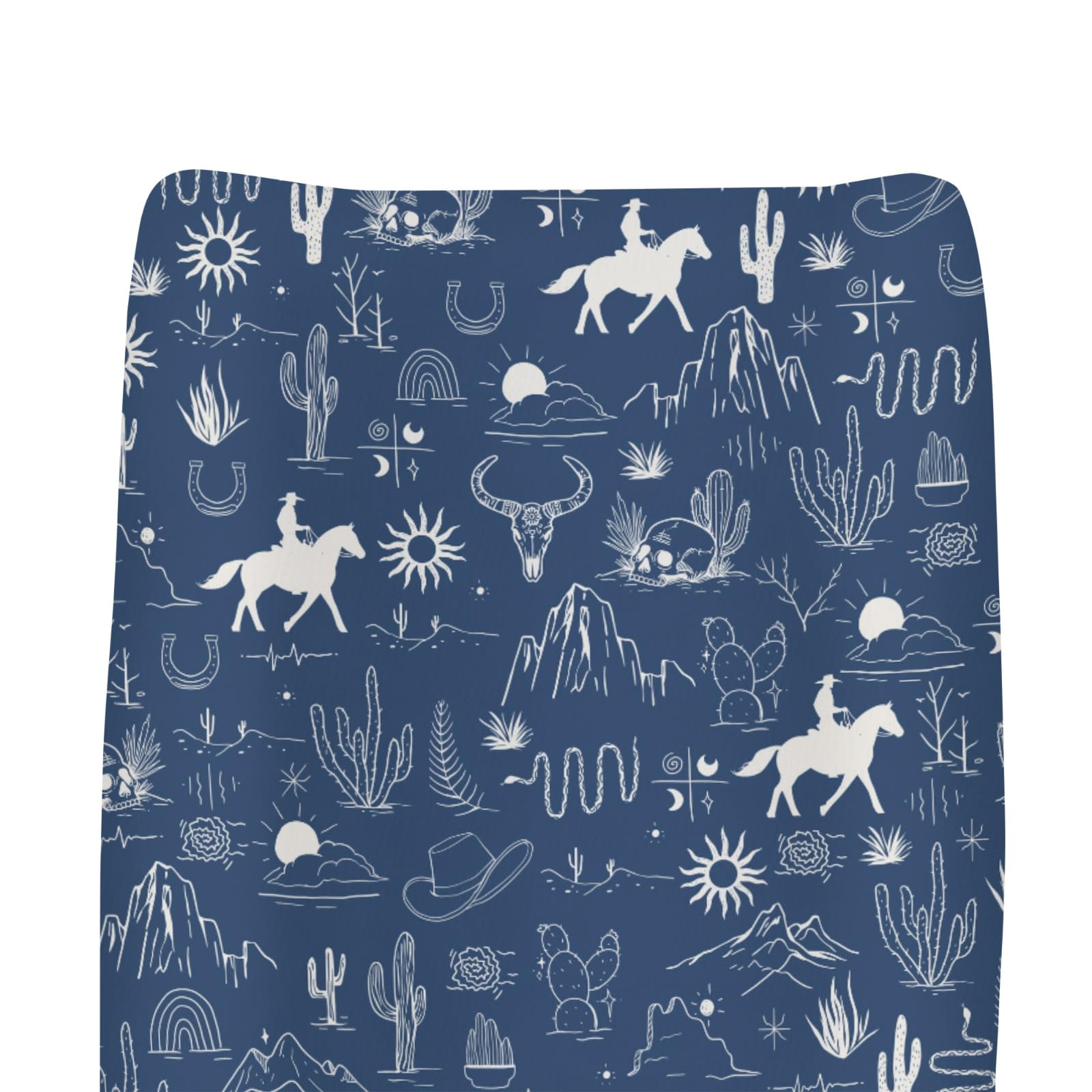 Zoubqchy Western cowboy changing pad cover with desert adventure print for nursery decor.