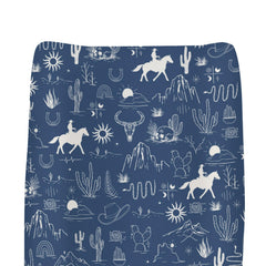 Zoubqchy Western cowboy changing pad cover with desert adventure print for nursery decor.