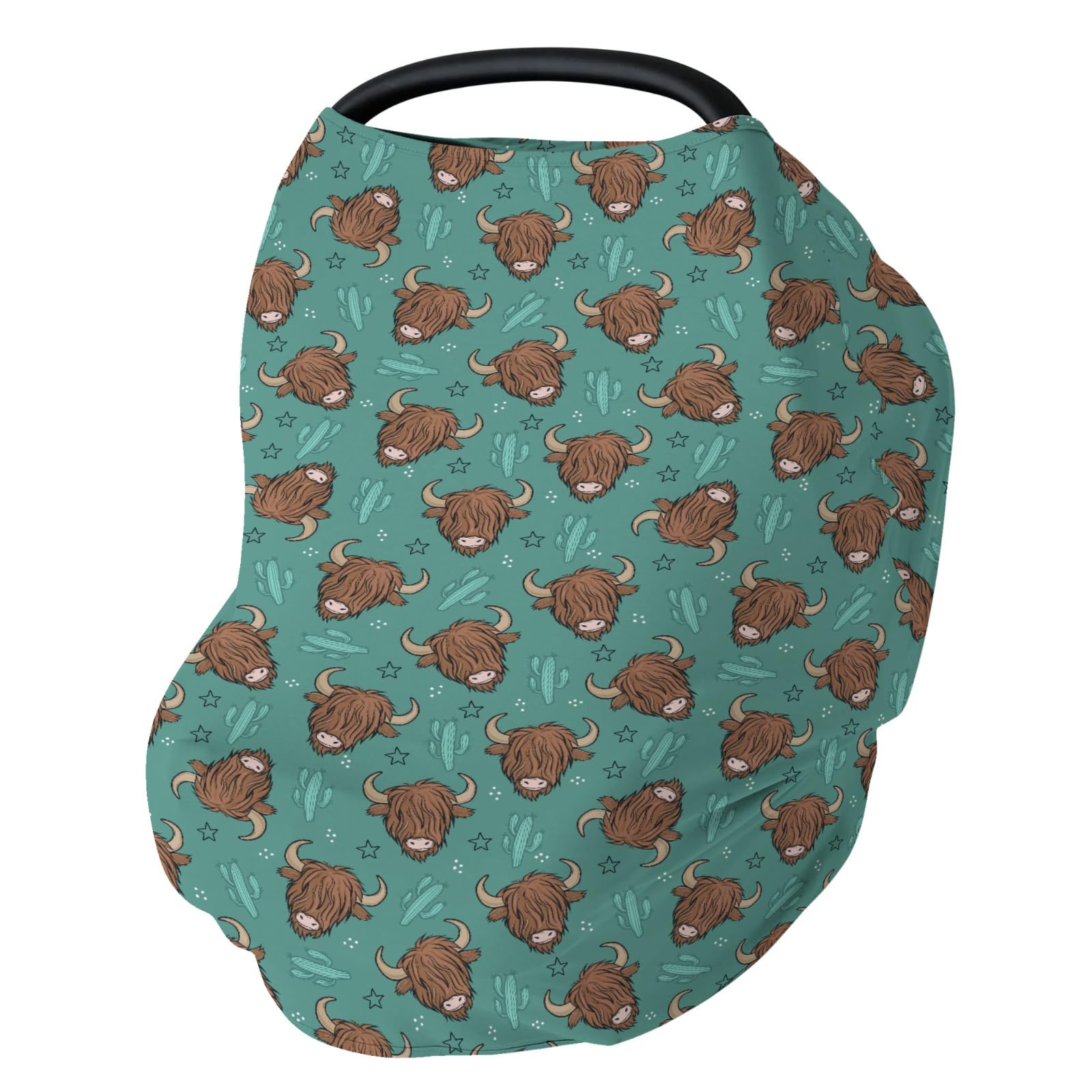 ZoUbqchY Western Highland Cows car seat cover offering private sun protection on the go
