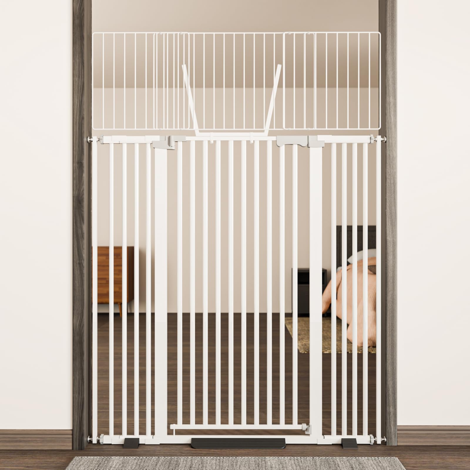 ZOUTEX 68in cat gate in closed-frame pose for doorway safety and pet containment.