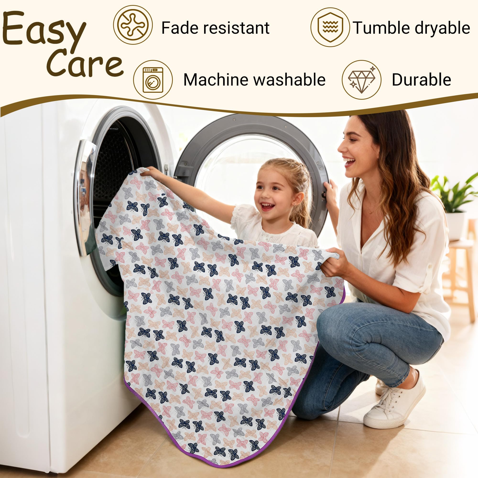 ZPECC baby blanket ready for machine washing and easy care routine