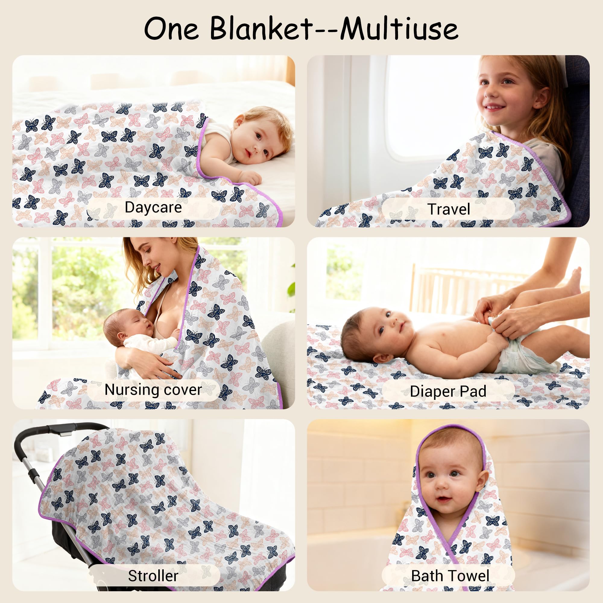 ZPECC blanket displayed in crib and prepared for nap time or stroller use
