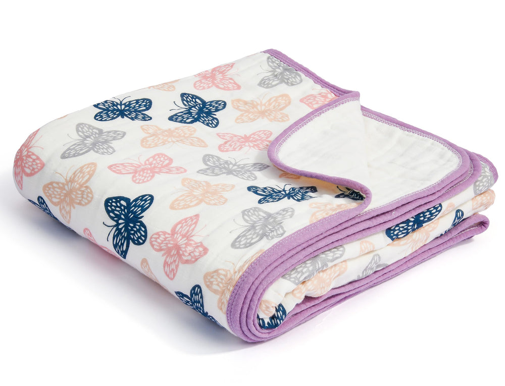 ZPECC butterfly design blanket offers breathable organic cotton for cozy naps.