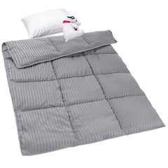 ZPECC toddler comforter in grey stripe, ideal for crib naps and stroller outings.
