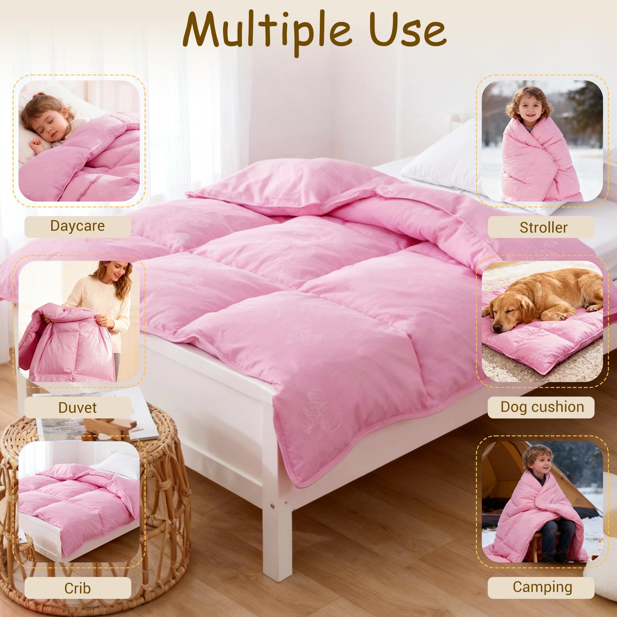ZPECC pink goose down comforter with durable shell and loft