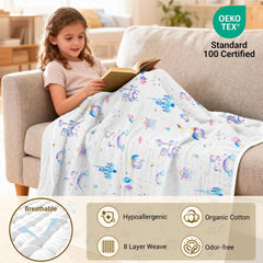 ZPECC unicorn muslin blanket hypoallergenic fabric ensures gentle skin contact.
