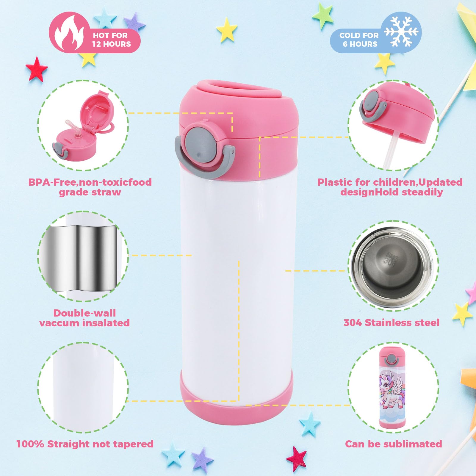ZREGGUR flip-top lids with straw holes prevent spills during activities.