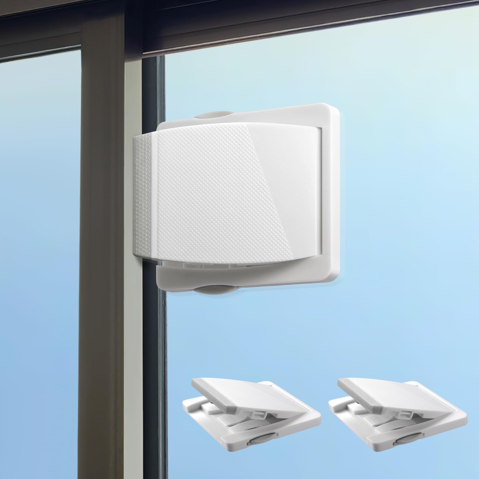 ZRFCXE sliding door lock front view shows a two-pack for baby safety