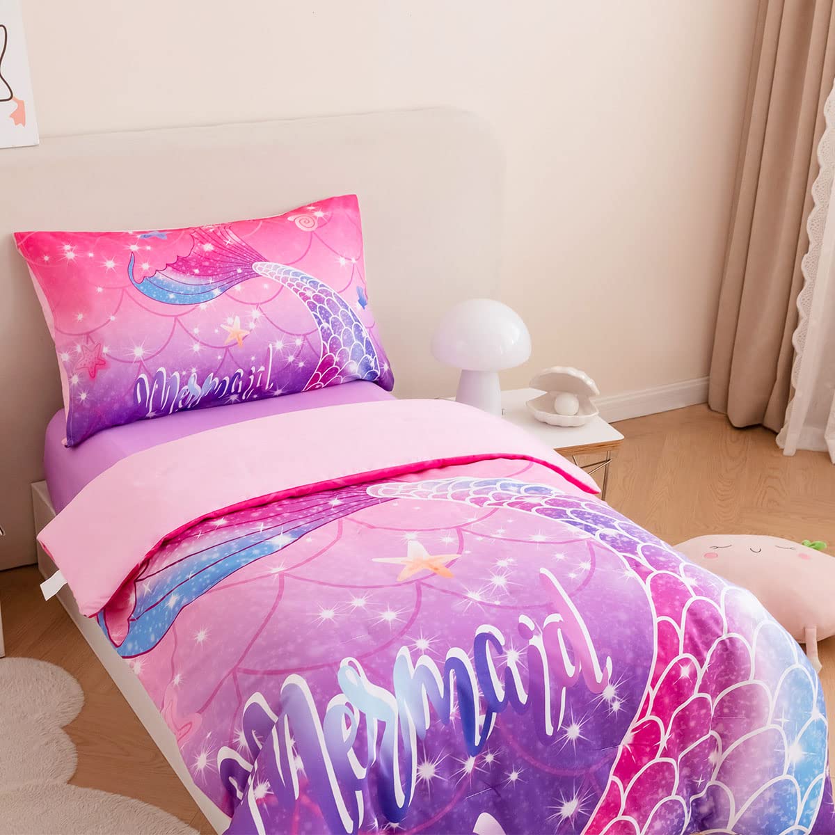 ZRNBAST mermaid print bedding, sparks imagination at night.