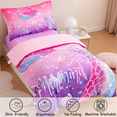 ZRNBAST mermaid gradient flat sheet, breathable fabric for all-night comfort.