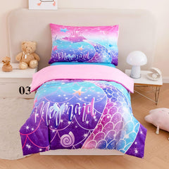 ZRNBAST Mermaid Toddler Bedding set showcases four-piece design for cozy nights
