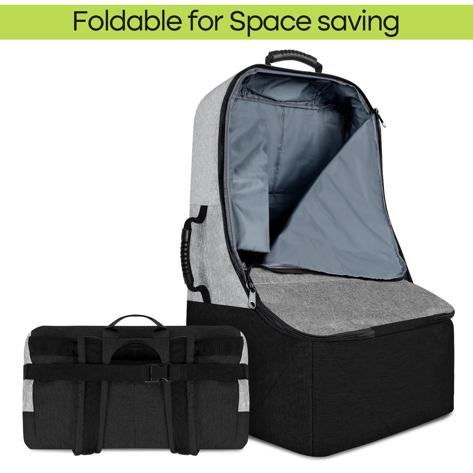 ZRRAJOY foldable car seat bag stores flat when not in use for compact storage.
