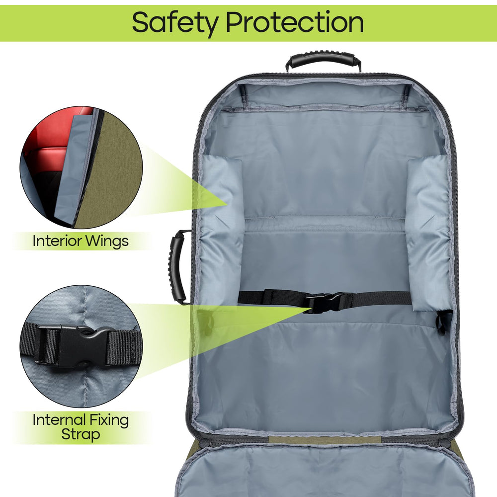 ZRRAJOY green car seat travel bag folded, flat storage when not in use.