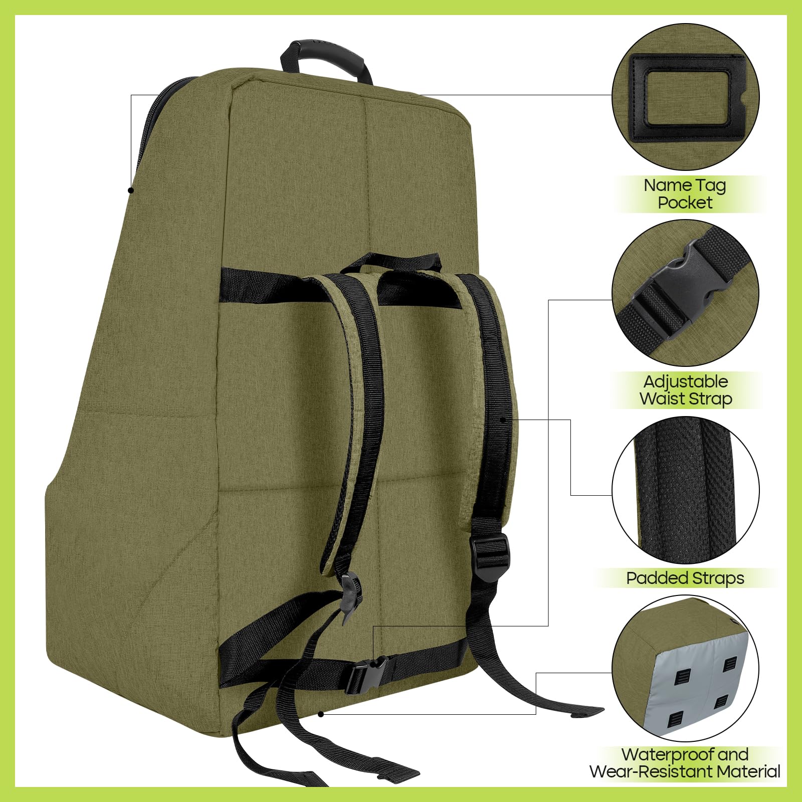 ZRRAJOY green car seat travel bag strap area, ergonomic support during transit.