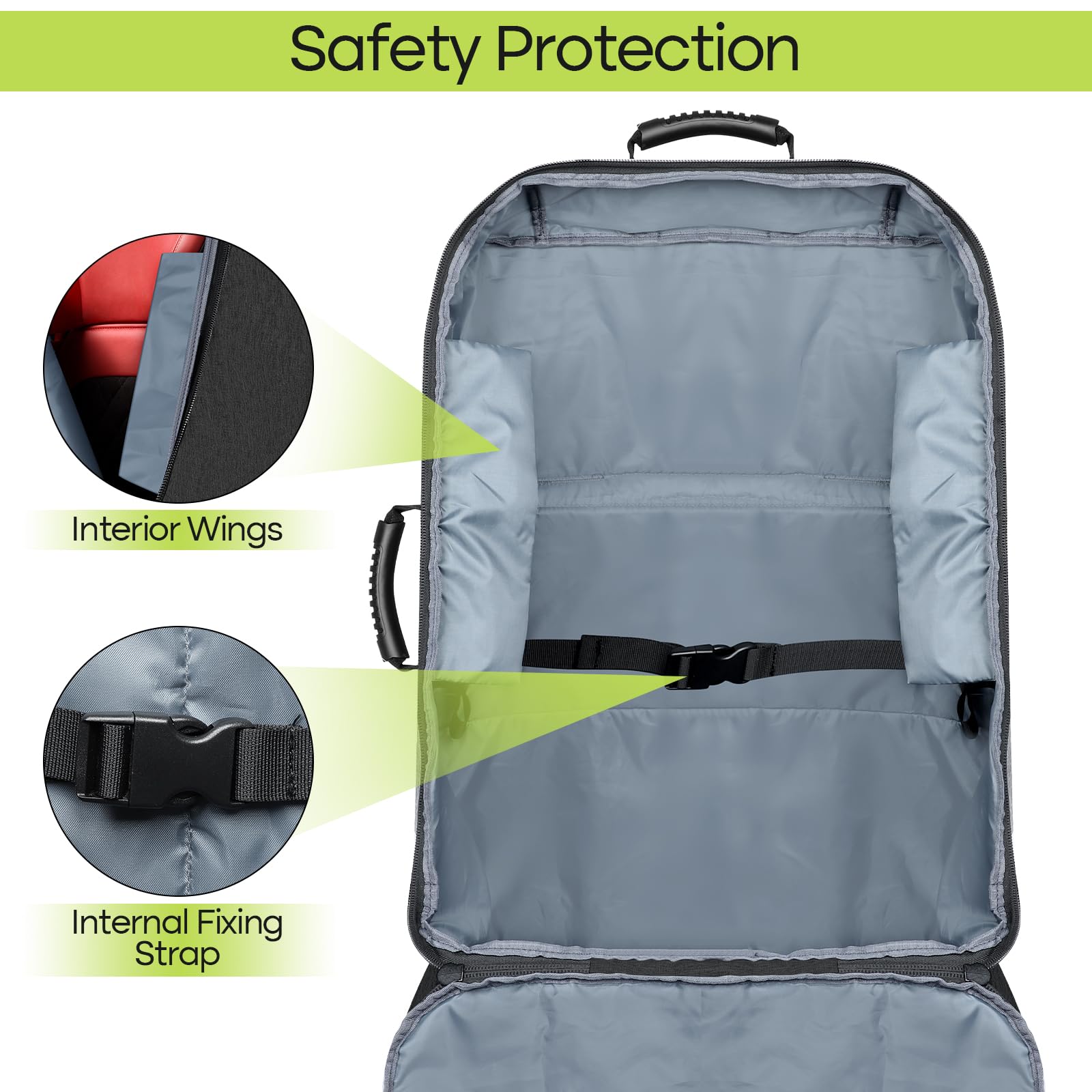 ZRRAJOY internal fixing strap securely holds the car seat inside.