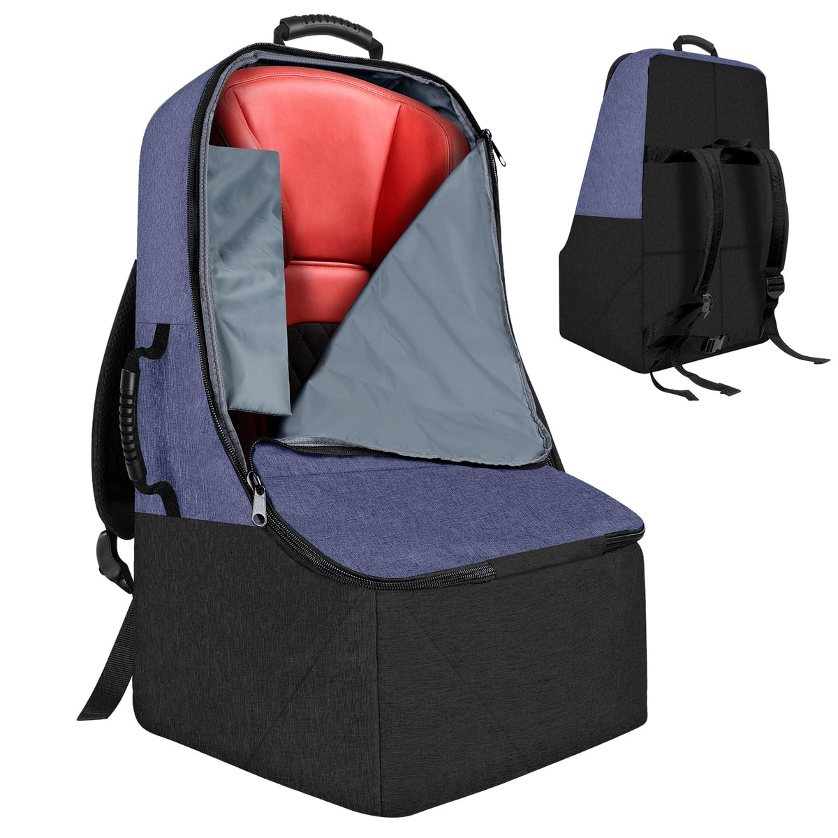 ZRRAJOY padded car seat travel bag blue: easy airline transport and protection.