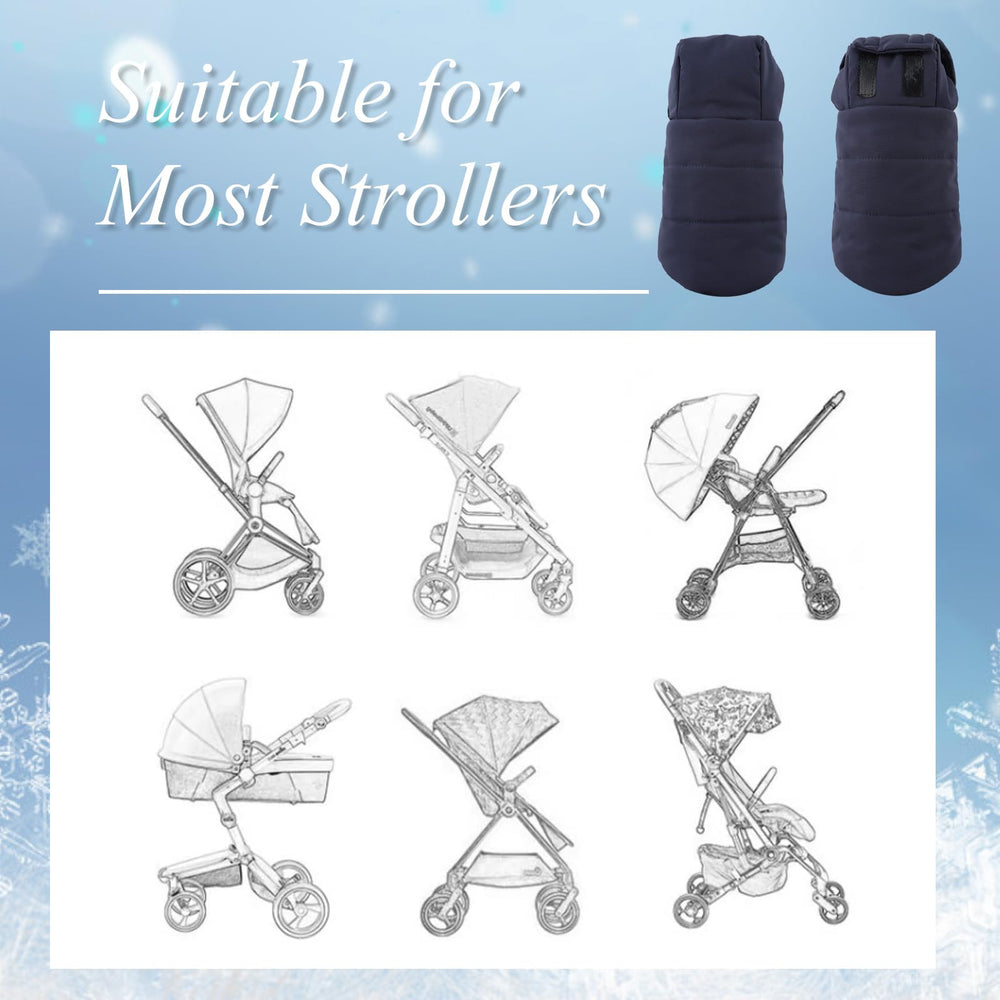 Zsedrut stroller mitts with Velcro closure stay secure on different stroller designs.