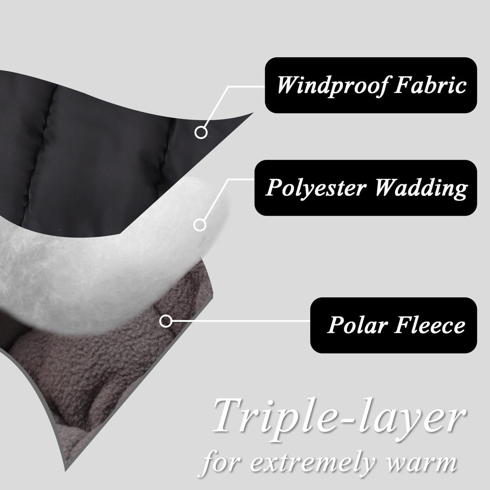 Zsedrut mitts wrapped around a stroller handle demonstrate universal fit.