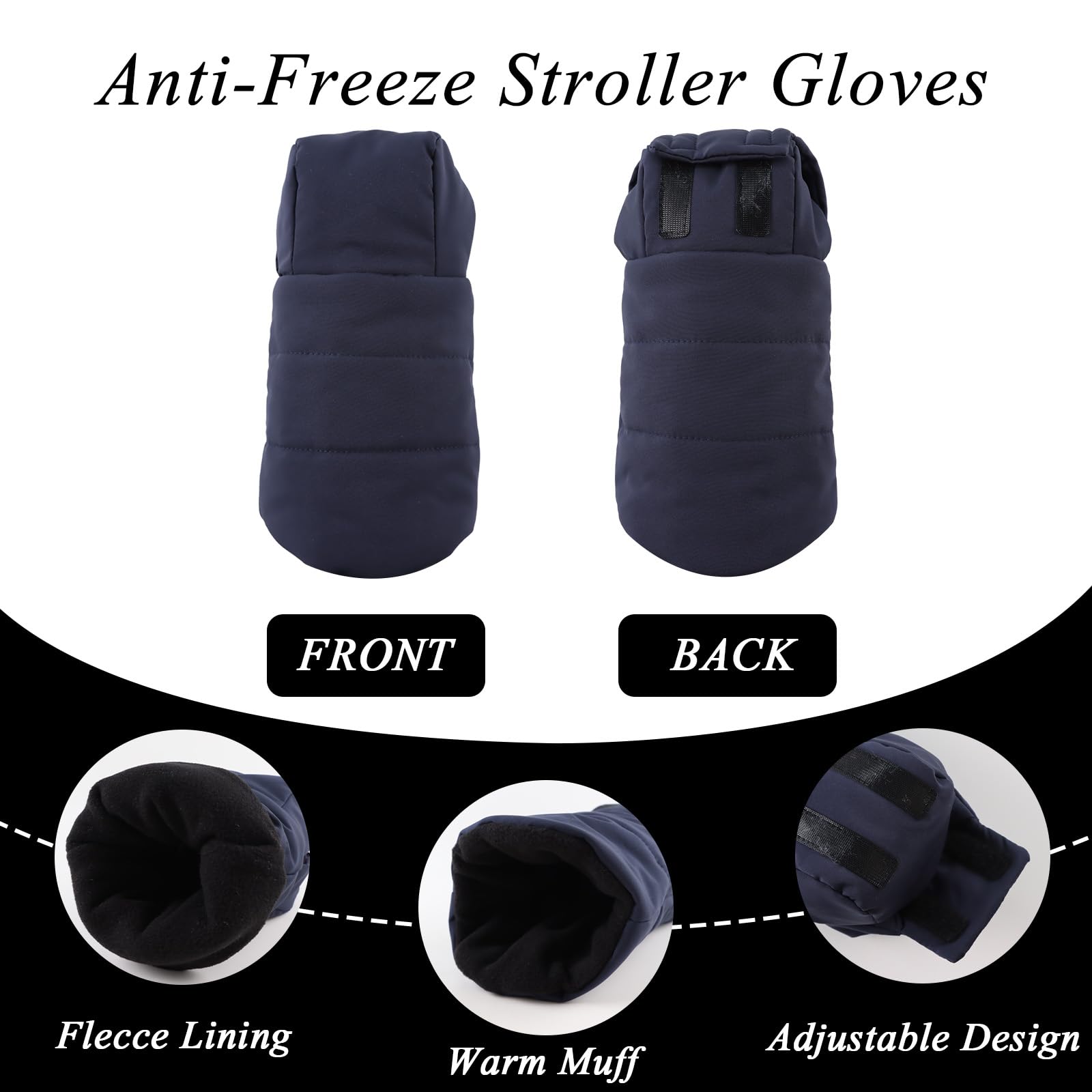 Close-up of fleece-lined interior from Zsedrut stroller mitts for warmth.
