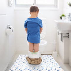ZSYLYTKV U-shaped blue dot toilet mat designed for easy fitting.