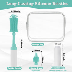 ZTX Push-to-Foam bottle brush with 360 reach cleans wide and narrow bottles.