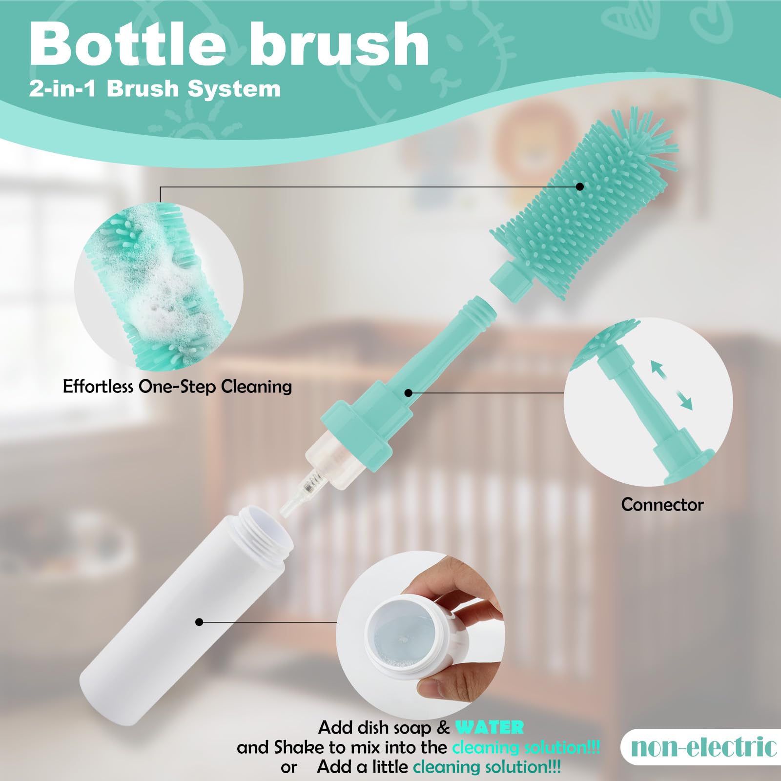 ZTX nipple brush detail enables precise cleaning of nipples and small parts.