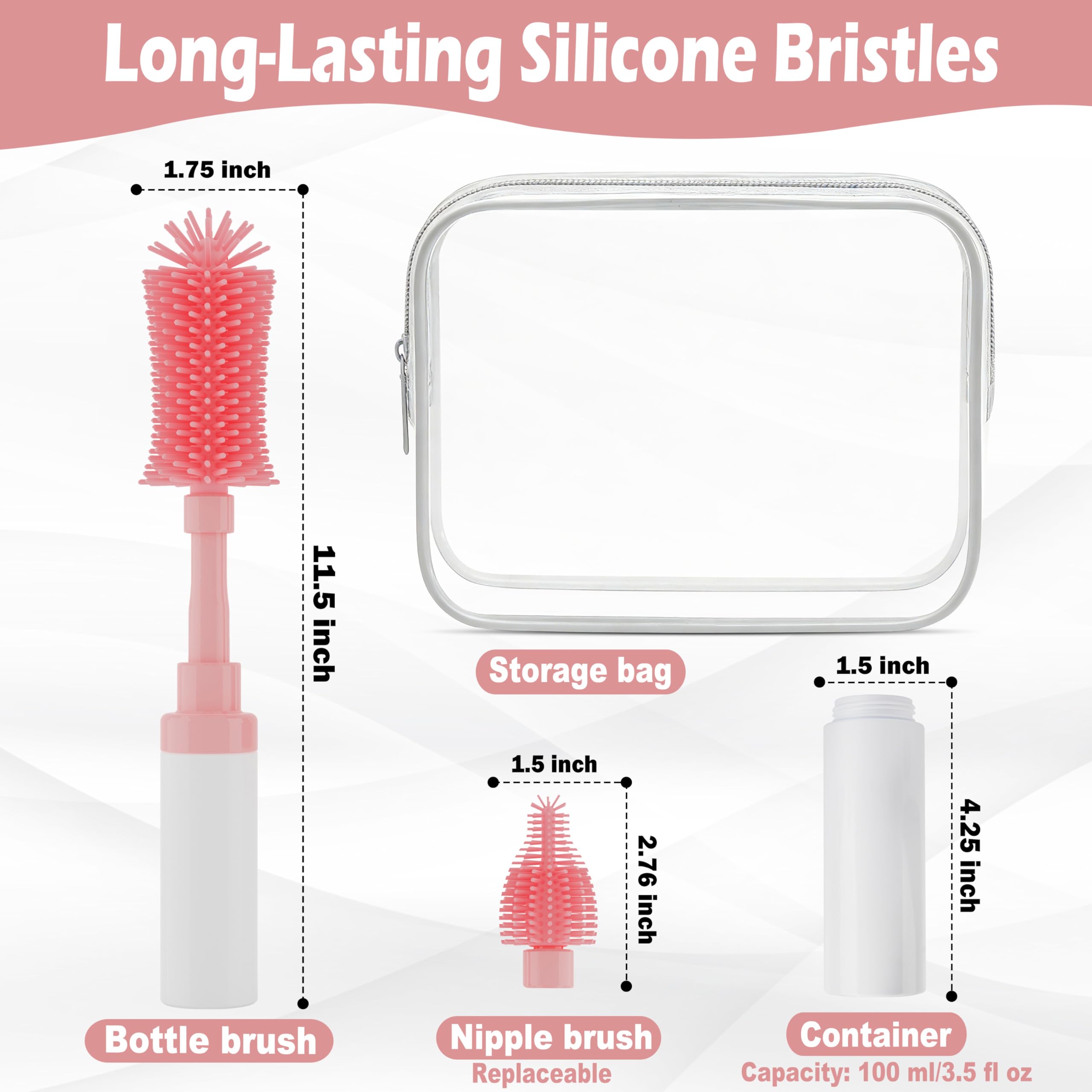 ZTX self-foaming silicone bottle brush main brush closeup showing gentle bristles