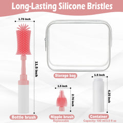 ZTX self-foaming silicone bottle brush main brush closeup showing gentle bristles