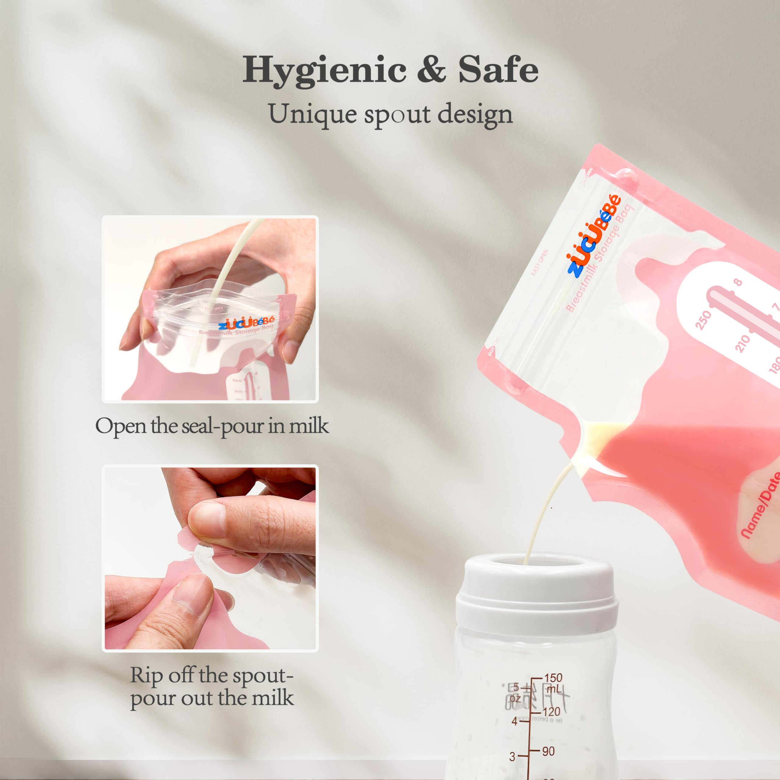 Zuccube Bebe bag with double zipper seal to prevent leaks during freezing.