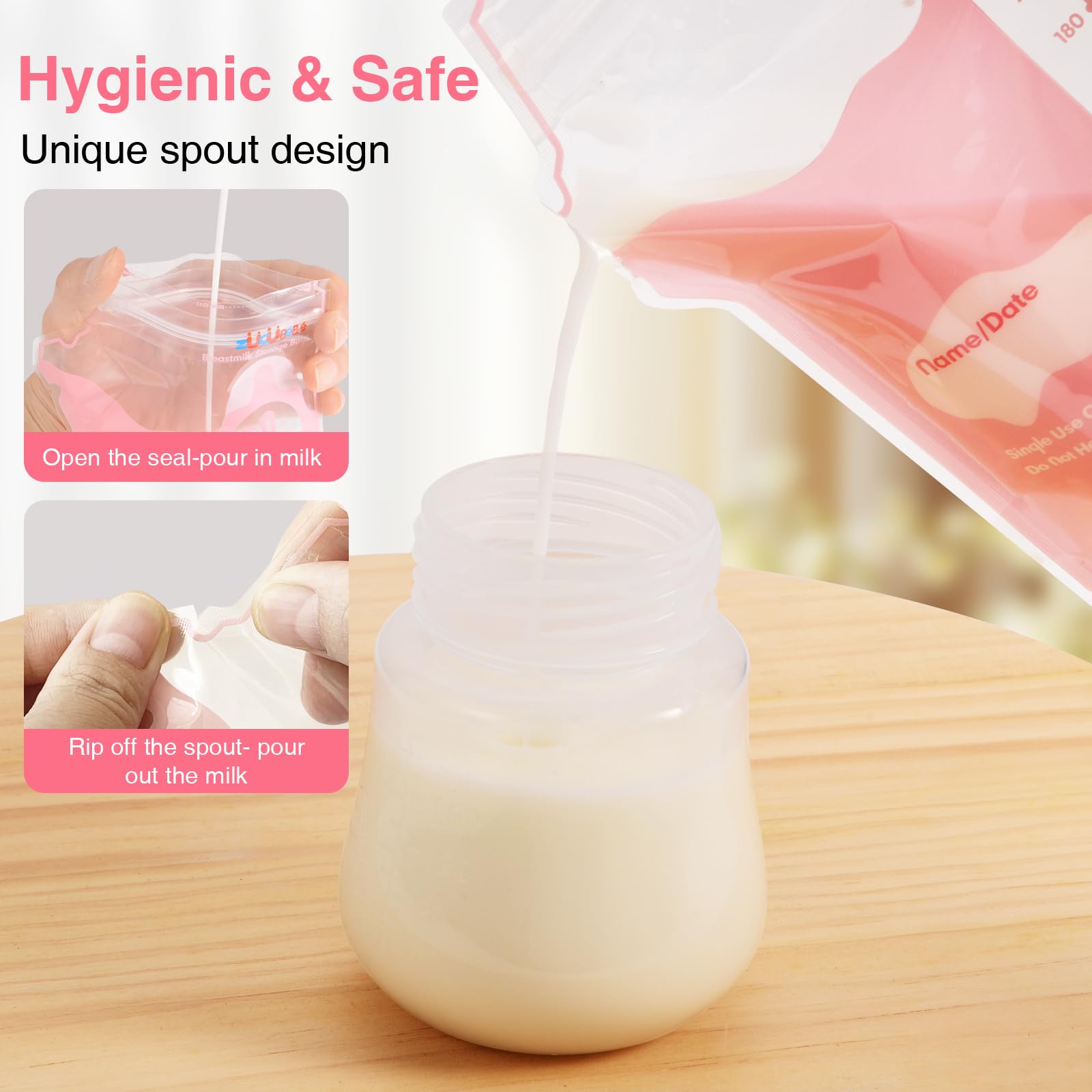 ZÜCÜBéBé pour spout detail for clean, no-spill transfers.
