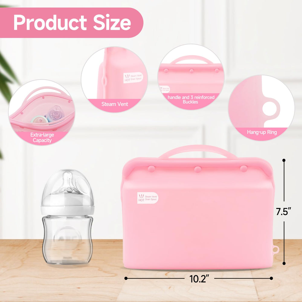 ZÜCÜBéBé silicone sterilizer bag for travel, folds flat for easy packing.