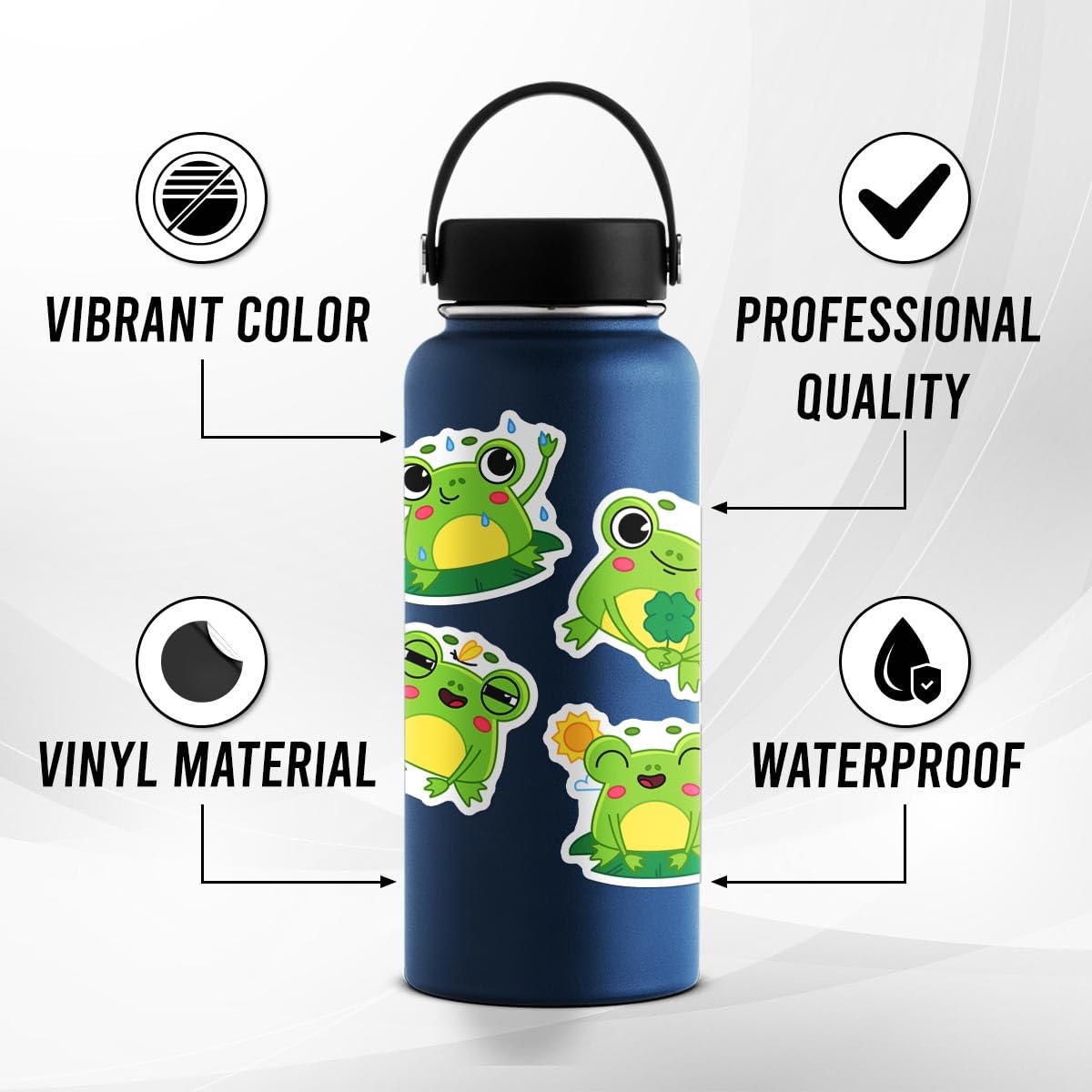 ZULUVINYL frog stickers on suitcase help quick recognition and style