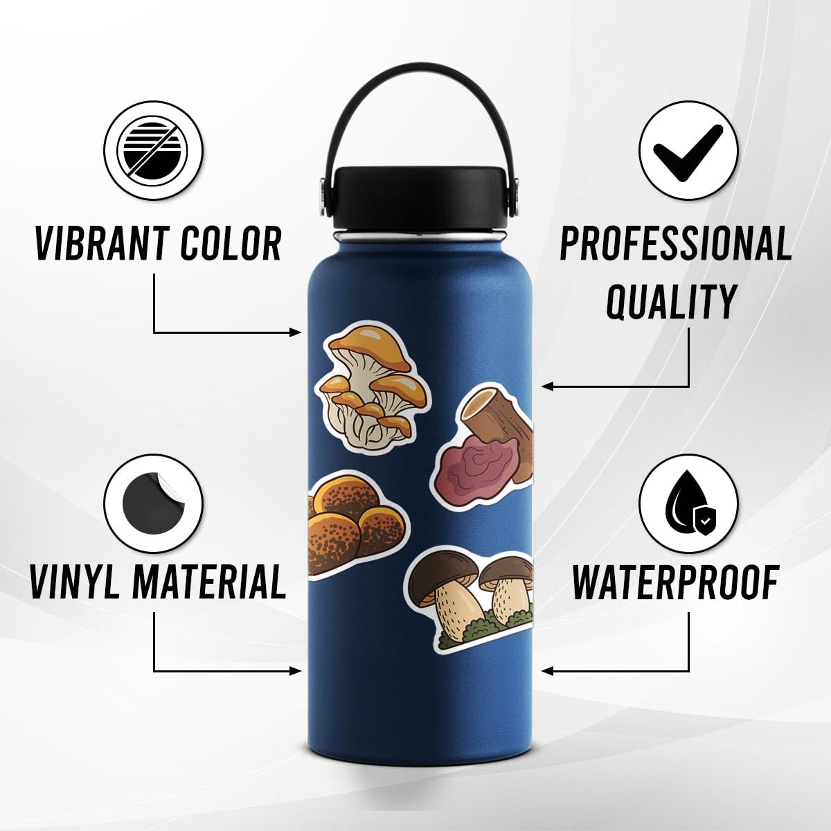 ZULUVINYL vintage mushroom stickers on cups decorate and personalize drinks