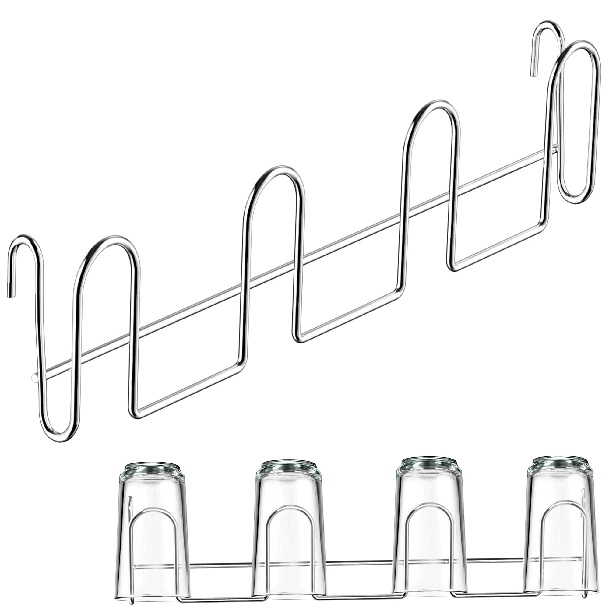 ZumenDa 12-inch cup drying rack with four hooks keeps mugs neatly organized after washing.