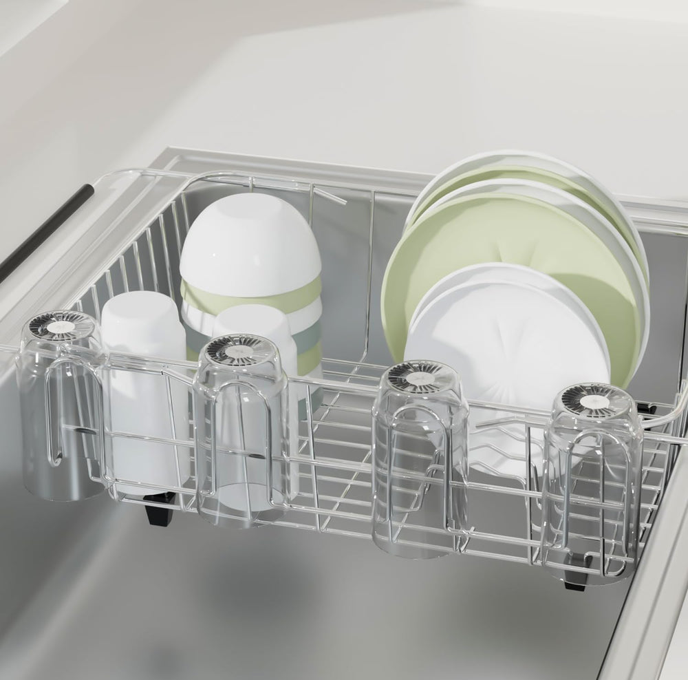 ZumenDa stainless steel cup holder dries baby bottles and travel mugs safely.