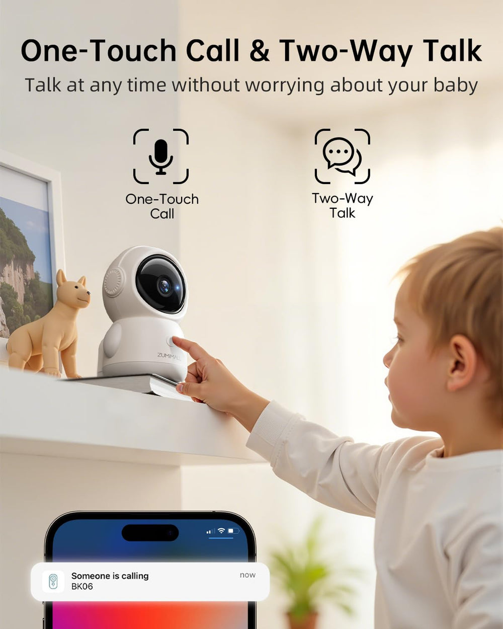 ZUMIMALL Indoor Camera 2K video quality delivers sharper images than 1080p