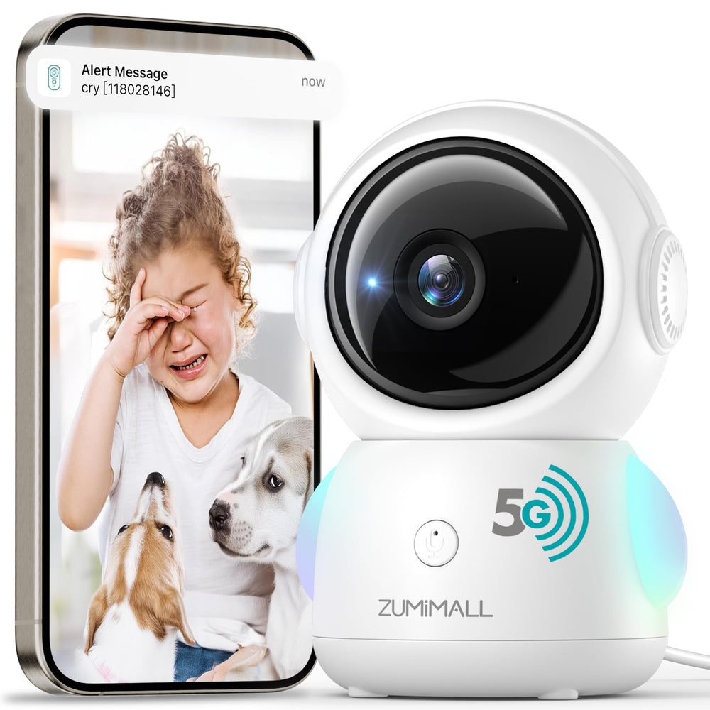 ZUMIMALL Indoor Camera front view highlights compact design for versatile placement