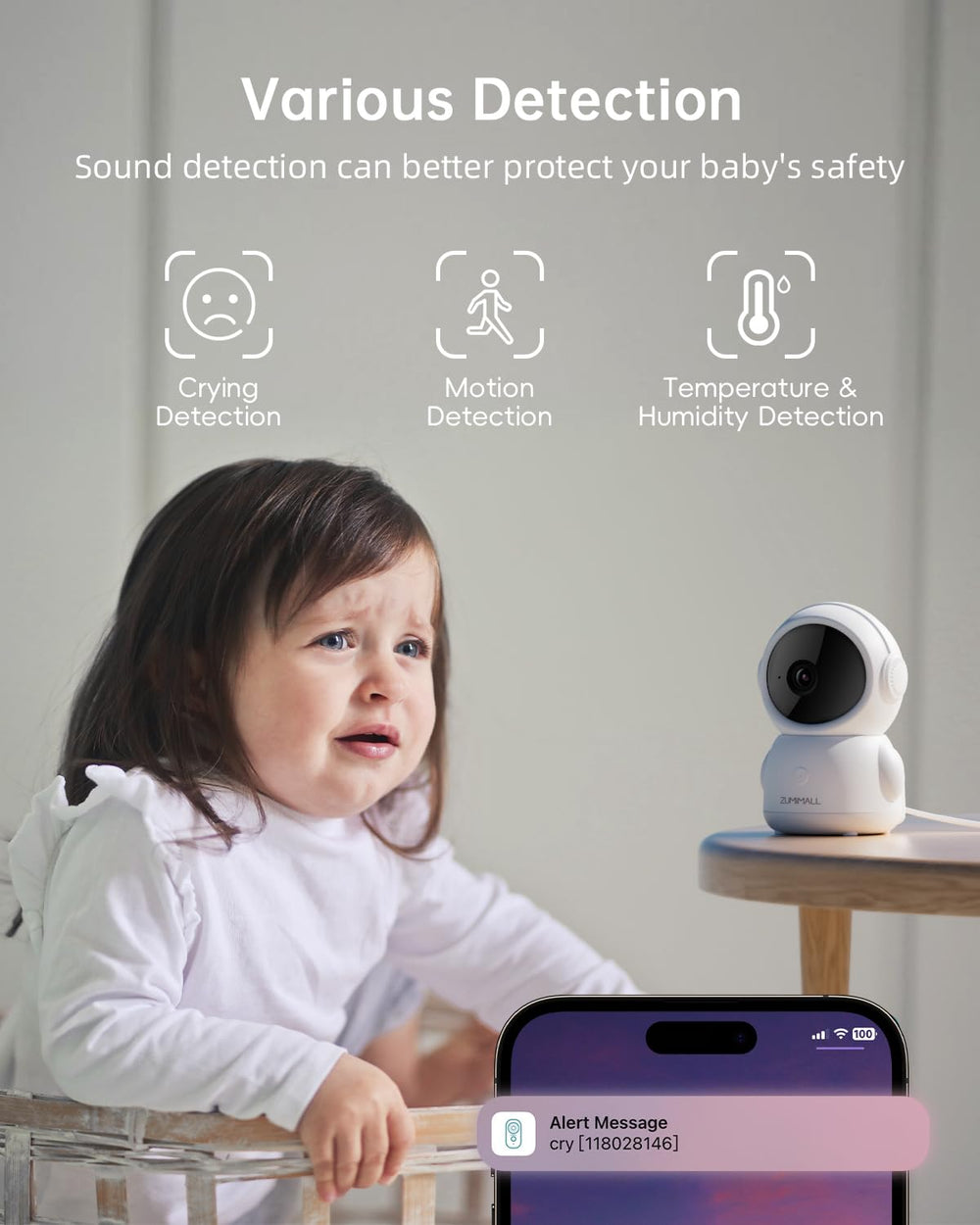 ZUMIMALL Indoor Camera night vision delivers clear 2K footage in low light