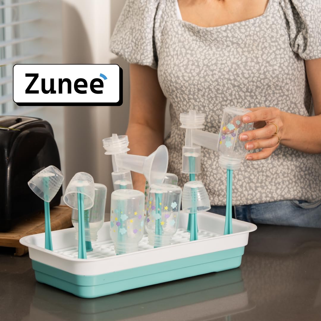 Zunee Bottle Drying Rack in a modern kitchen setup, organized after meals