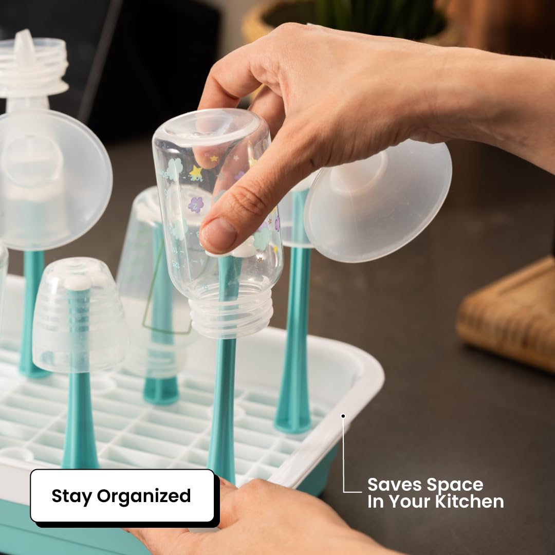 Zunee Baby Bottle Drying Rack space-saving design fits compact counters and saves space
