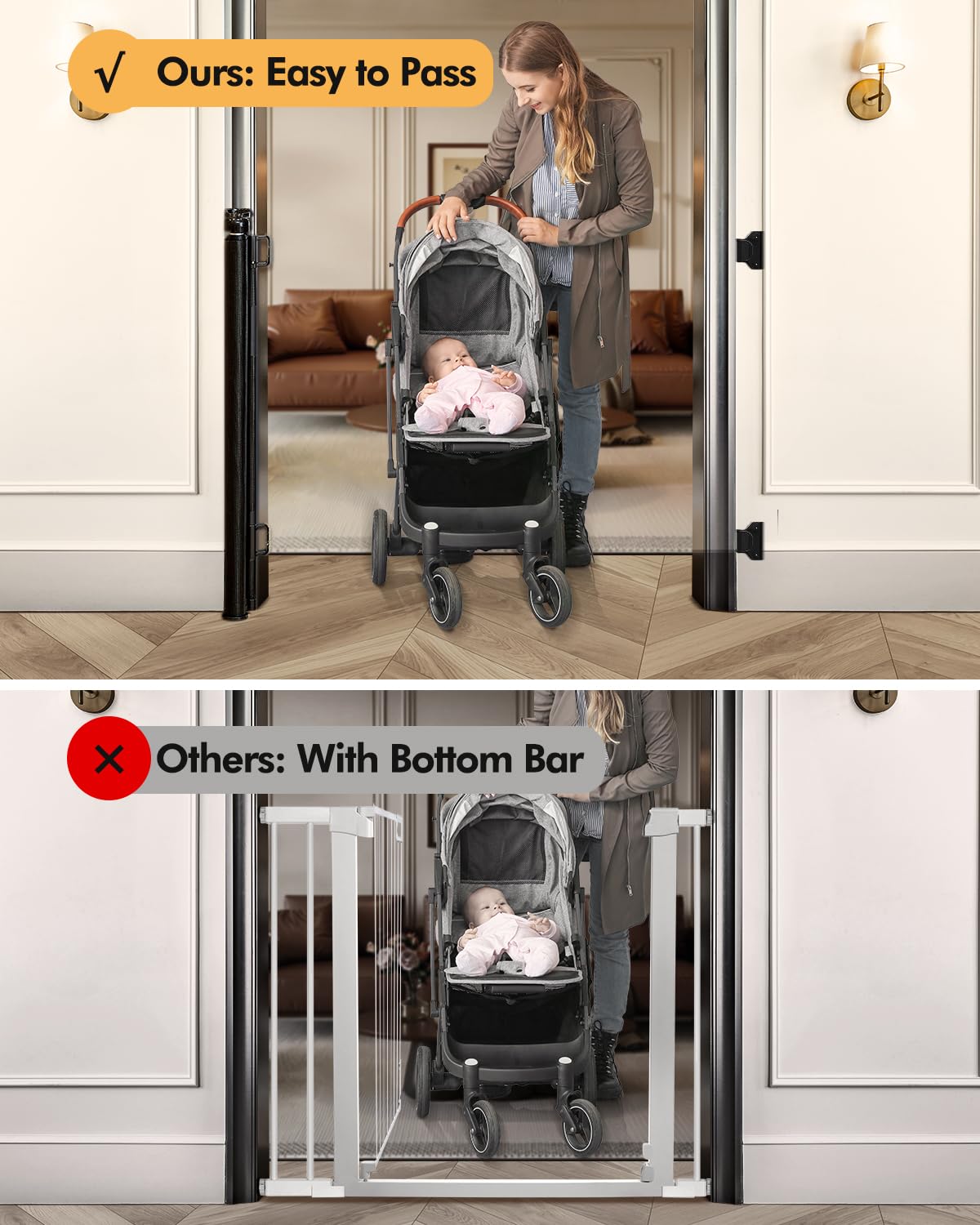 Zupetta black retractable gate complements hallways while securing pets.