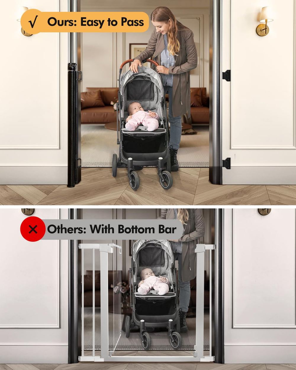 Zupetta black retractable gate complements hallways while securing pets.