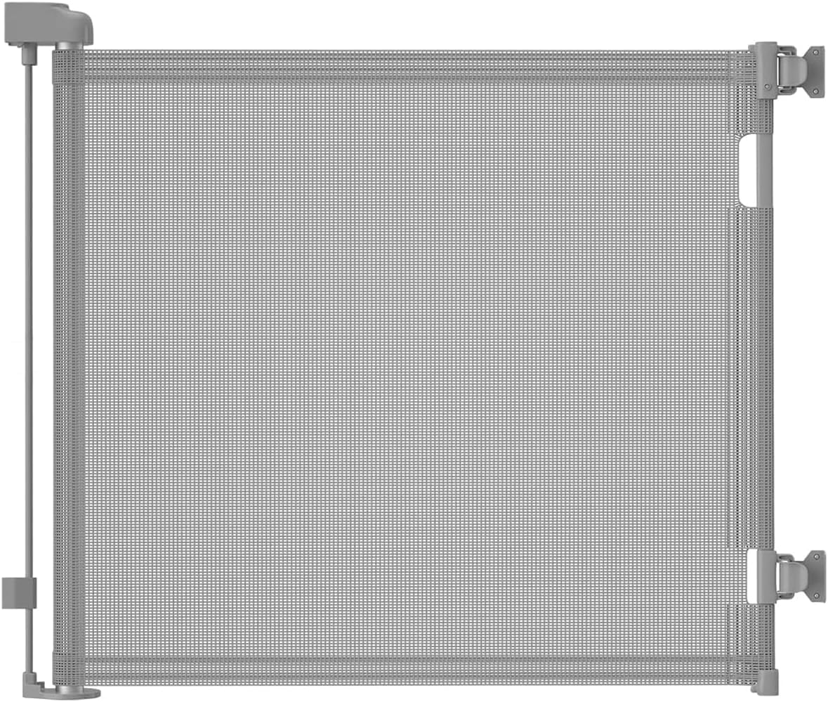 Zupetta retractable gate 55 wide for wide doorways and stairs with clear visibility