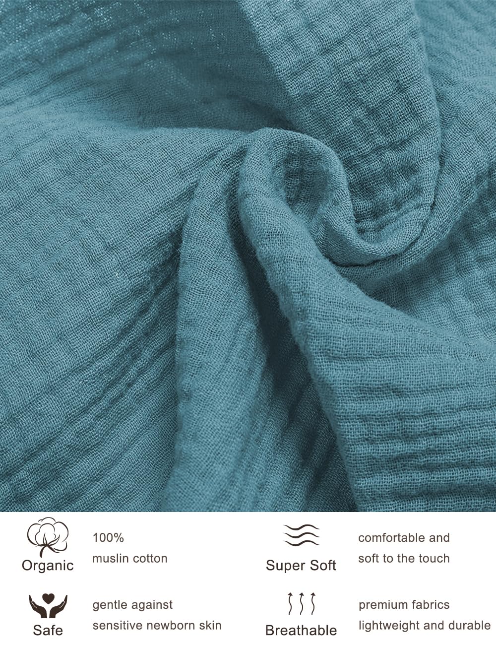 Zurlefy blue muslin blanket in 47x47 size for versatile baby use.