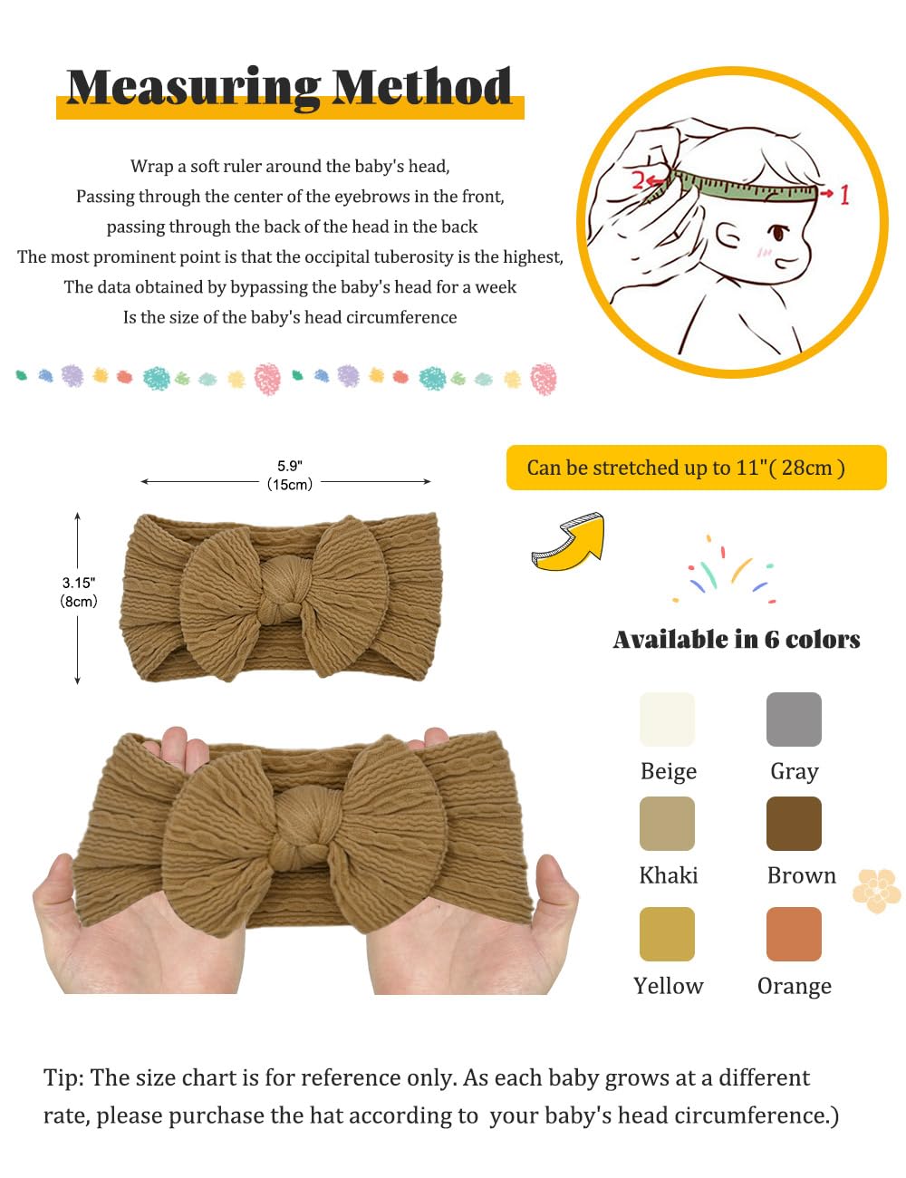 ZURLEFY khaki headband bow close-up, gentle elasticity for secure fit.