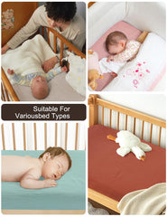 ZURLEFY muslin cotton bassinet sheet closeup, breathable comfort.