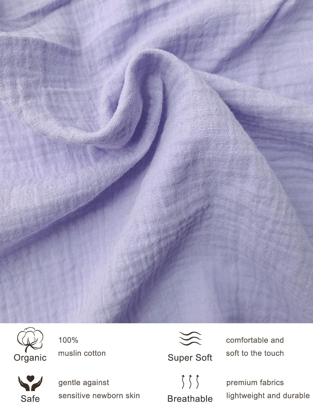 ZURLEFY muslin crib sheet fabric close-up reveals breathable cotton for baby comfort