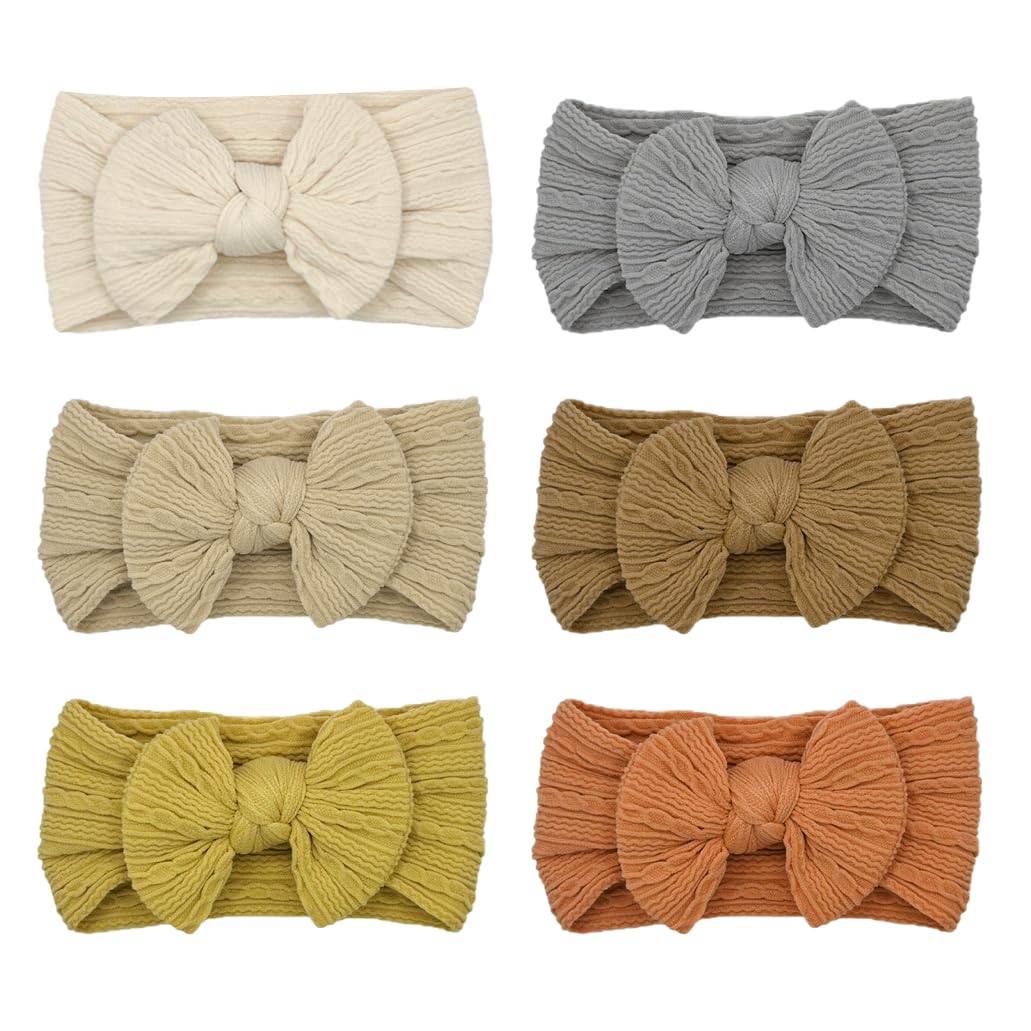 ZURLEFY rust baby headband bows close-up, soft nylon comfort for daily wear.