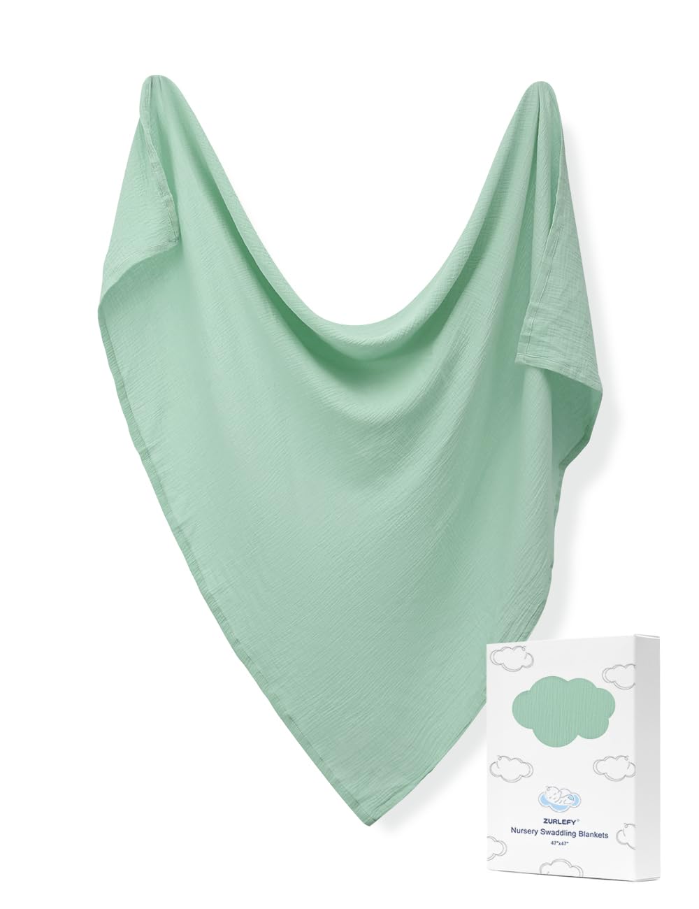ZURLEFY Sage Green swaddle among color options, a unisex neutral for newborns.